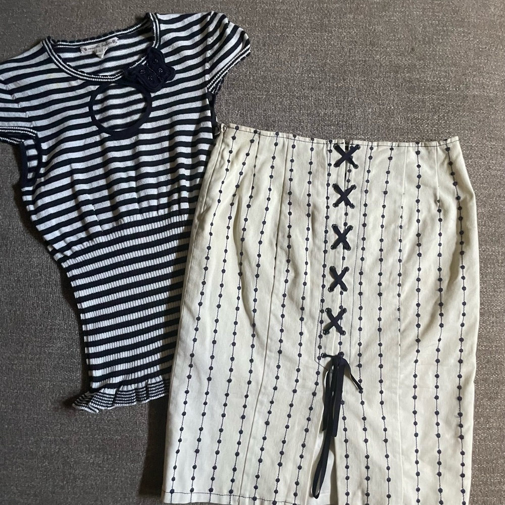 Nanette Lepore sweater and skirt set.